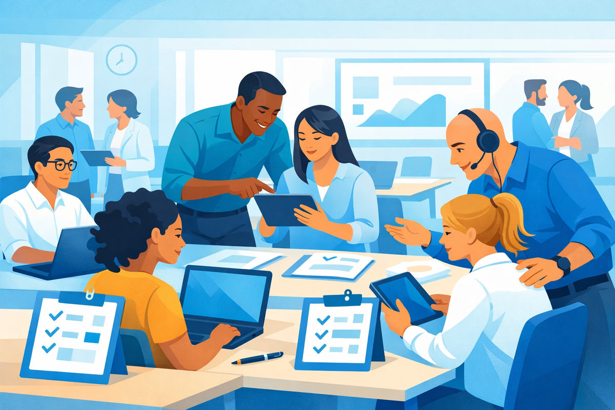 Users rehearsing go-live simulation with support staff for implementazione SAP Business One nelle PMI