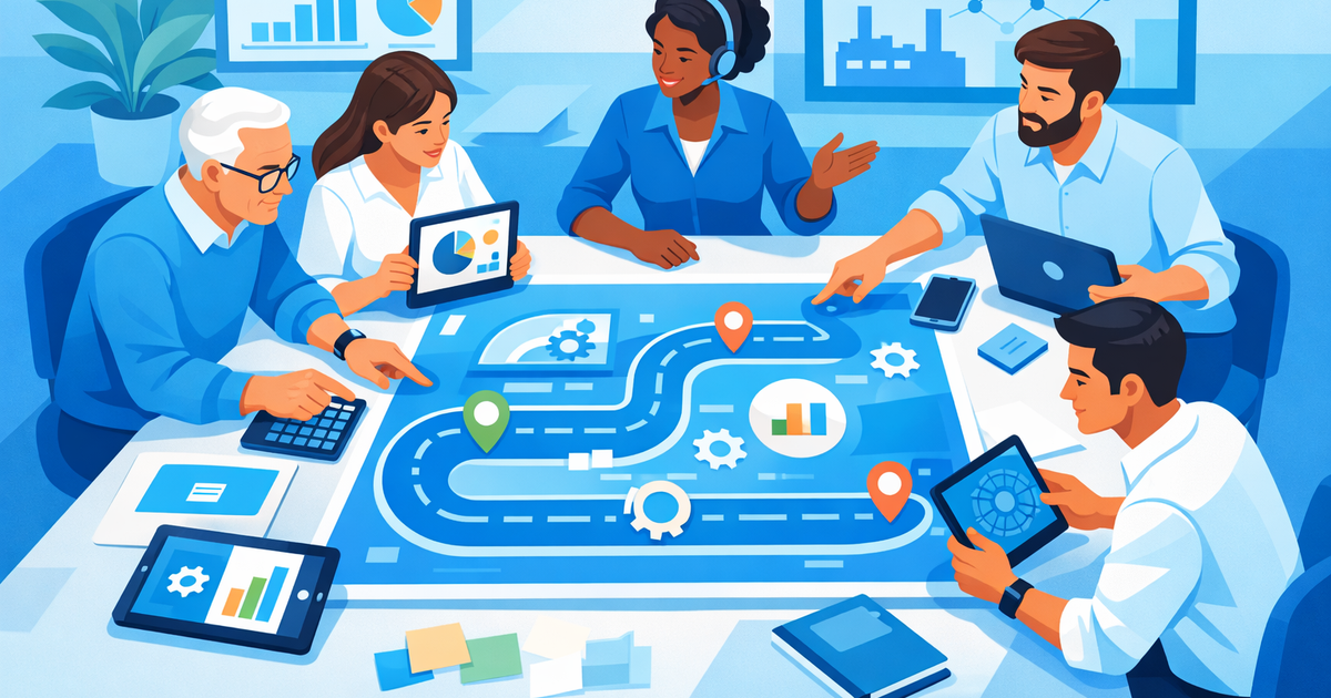 Team of Italian SME professionals collaborating on ERP roadmap for implementazione SAP Business One nelle PMI