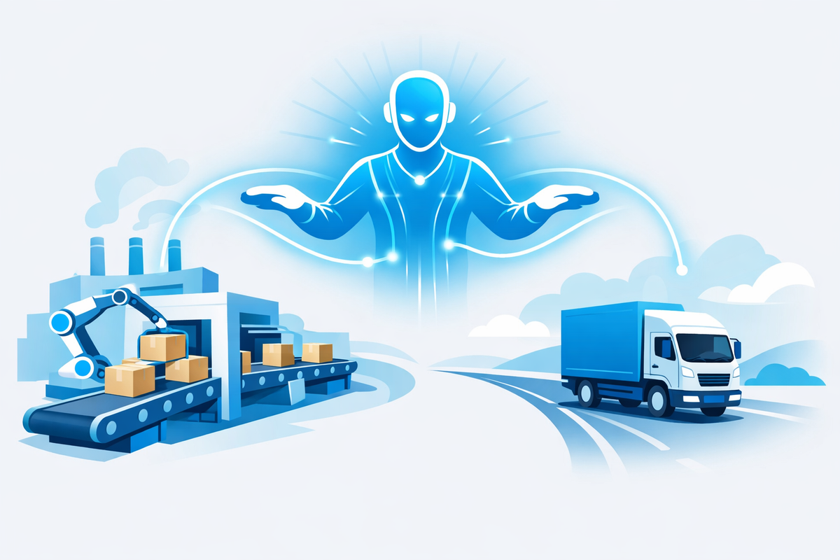 Assembly line and delivery truck guided by AI controller preventing bottlenecks in integrazione AI nei sistemi ERP